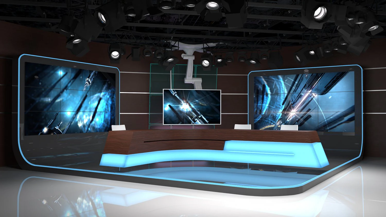 Virtual Broadcast Studio 06 3D Model .c4d .max .obj .3ds .fbx .stl .blend