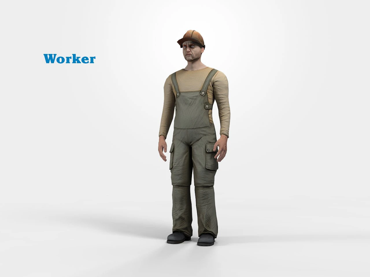 worker character rigged 3D Model .c4d .max .obj .3ds .fbx .stl .blend 