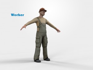 worker character rigged 3D Модель