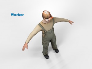 worker character rigged 3D Модель