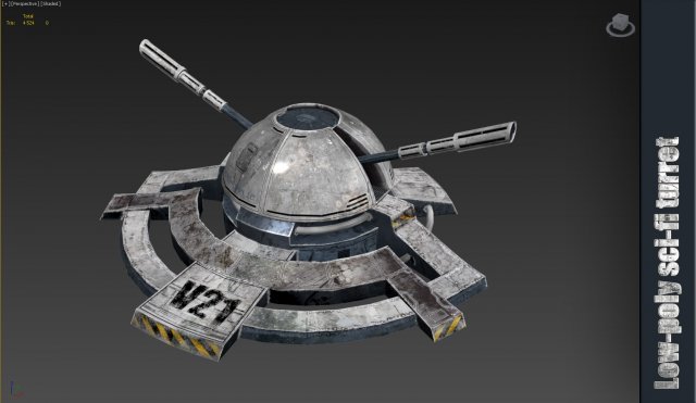 sci fi turret low poly vr - ar - low-poly 3d model Modèle 3D .c4d .max .obj .3ds .fbx .stl .blend 