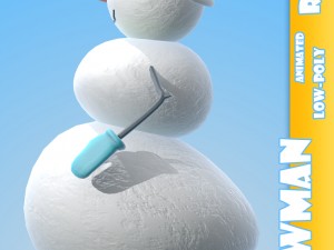 snowman cartoon character rigged 3D Model