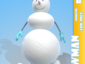 snowman cartoon character rigged 3D Model