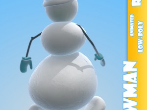 snowman cartoon character rigged 3D Model