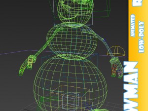 snowman cartoon character rigged 3D Model