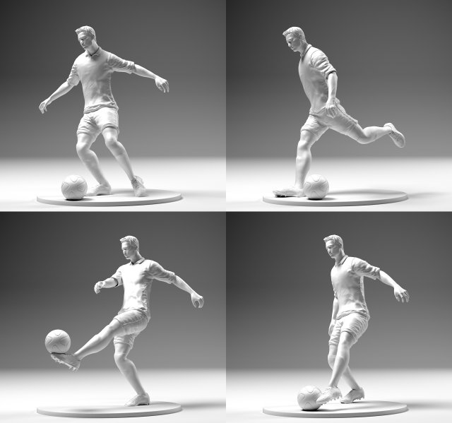 footballer 02 footstrike 4 in 1 pack stl Model do druku 3D .c4d .max .obj .3ds .fbx .stl .blend 