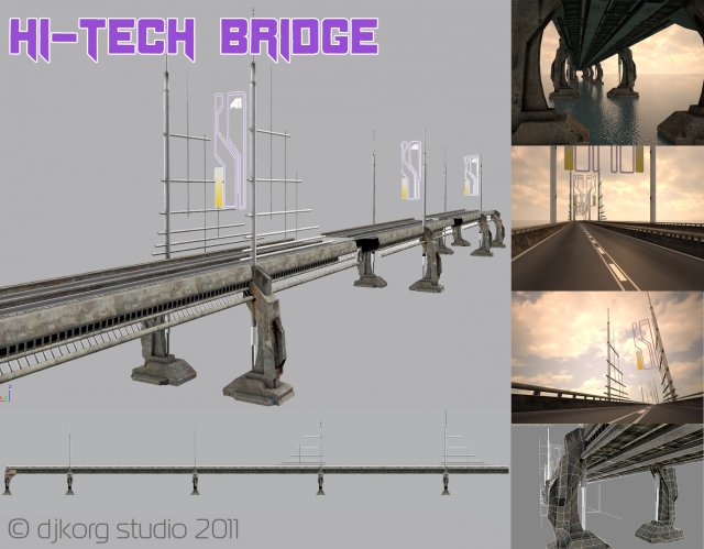 hi tech bridge 3D Model .c4d .max .obj .3ds .fbx .stl .blend 