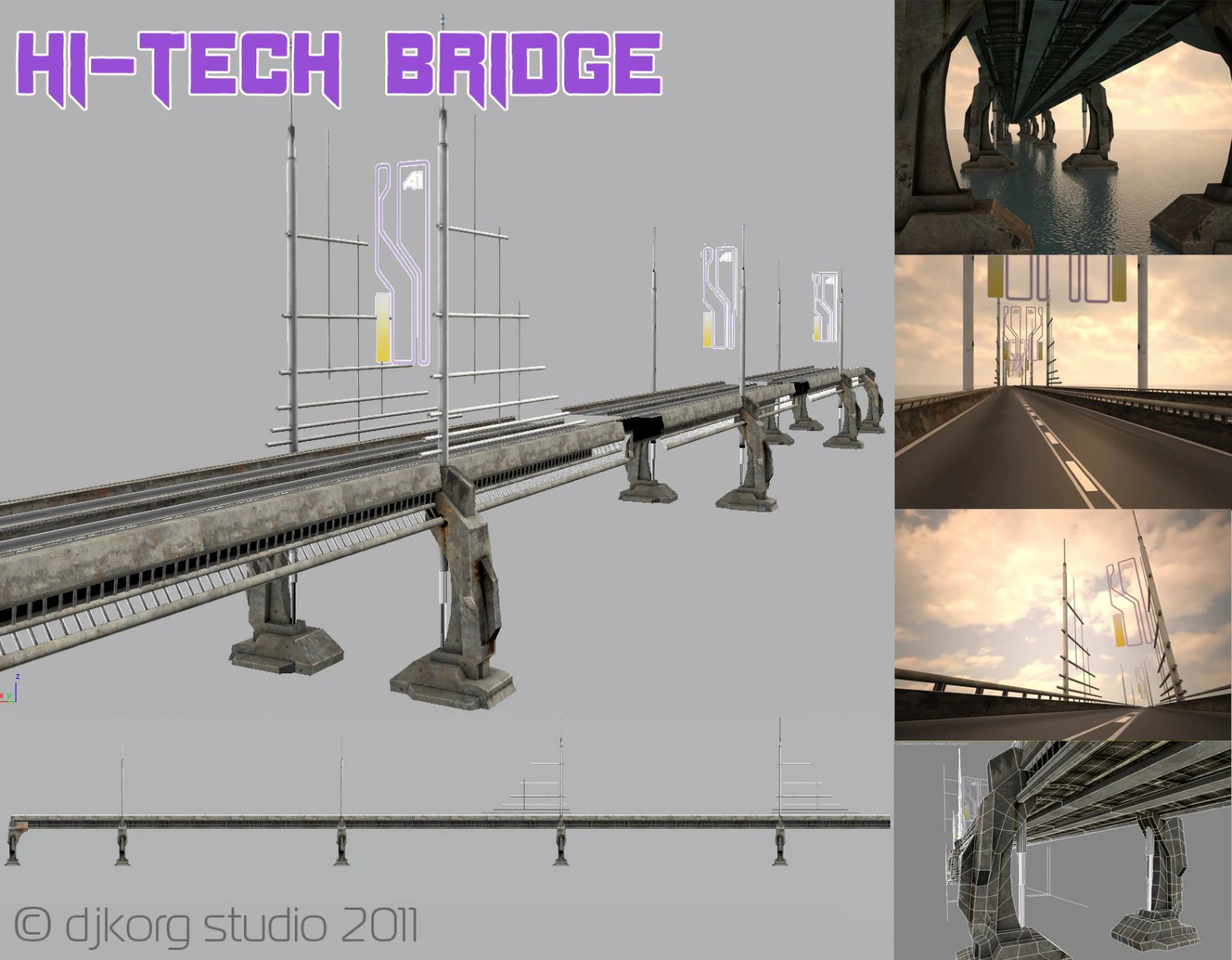 hi tech bridge 3D Model .c4d .max .obj .3ds .fbx .stl .blend 