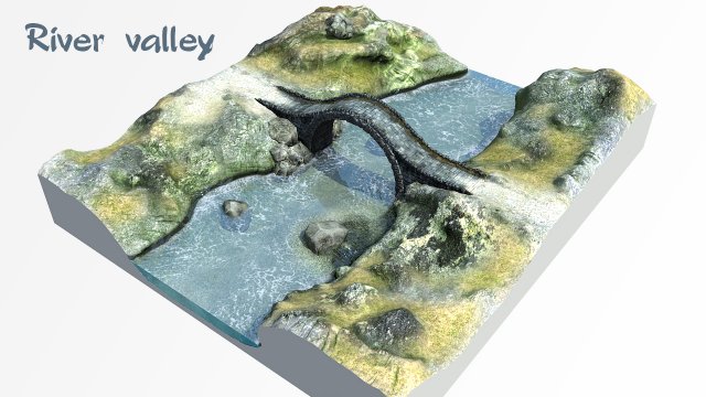 River valley low poly asset 3D Модель .c4d .max .obj .3ds .fbx .stl .blend 