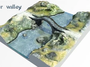 Zas&oacute;b low-poly w dolinie rzeki Model 3D