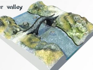 Ativo de baixo poli do vale do rio Modelo 3D