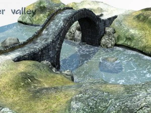 Ativo de baixo poli do vale do rio Modelo 3D