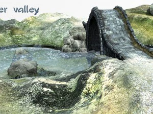 Ativo de baixo poli do vale do rio Modelo 3D