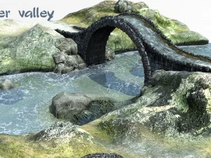 Ativo de baixo poli do vale do rio Modelo 3D