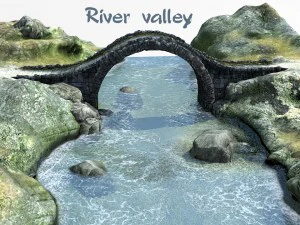 Ativo de baixo poli do vale do rio Modelo 3D
