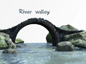 Ativo de baixo poli do vale do rio Modelo 3D
