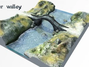 Ativo de baixo poli do vale do rio Modelo 3D