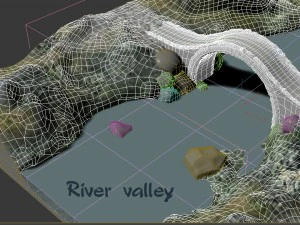 Ativo de baixo poli do vale do rio Modelo 3D