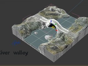 Ativo de baixo poli do vale do rio Modelo 3D
