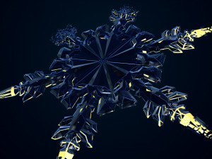 snowflake growth animated and obj sequence Model 3D