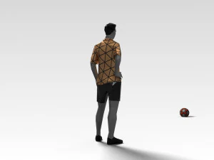 footballer edged 2 rigged pbr low-poly 3D Model