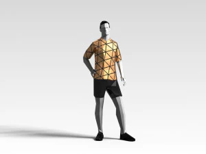 footballer edged 2 rigged pbr low-poly 3D Model