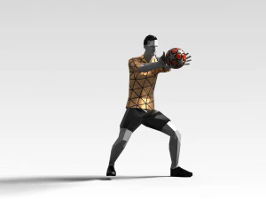footballer edged 2 rigged pbr low-poly 3D Model