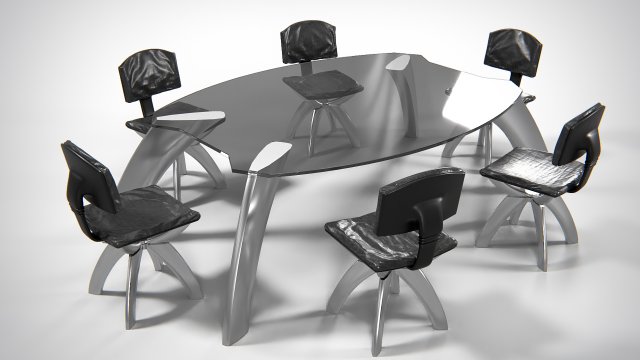 Seon Table And Chairs PBR 3Dモデル .c4d .max .obj .3ds .fbx .stl .blend 