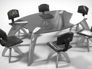 Seon Table And Chairs PBR 3D Model