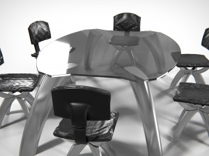 Seon Table And Chairs PBR 3Dモデル