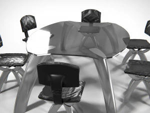 Seon Table And Chairs PBR 3D Model