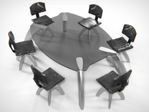 Seon Table And Chairs PBR 3Dモデル