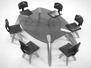 Seon Table And Chairs PBR 3D Model