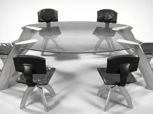 Seon Table And Chairs PBR 3D Model