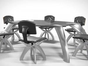 Seon Table And Chairs PBR 3D Model