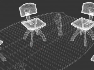 Seon Table And Chairs PBR 3Dモデル