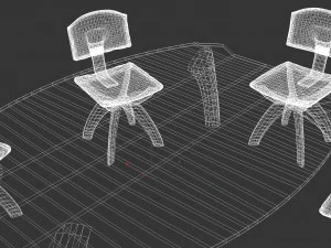 Seon Table And Chairs PBR 3D Model