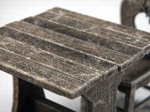 Wooden Table With Chairs Model 3D