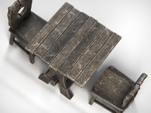 Wooden Table With Chairs Model 3D