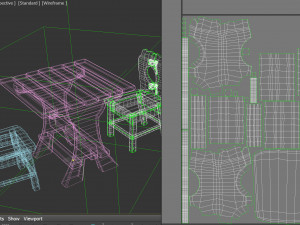 Wooden Table With Chairs Model 3D