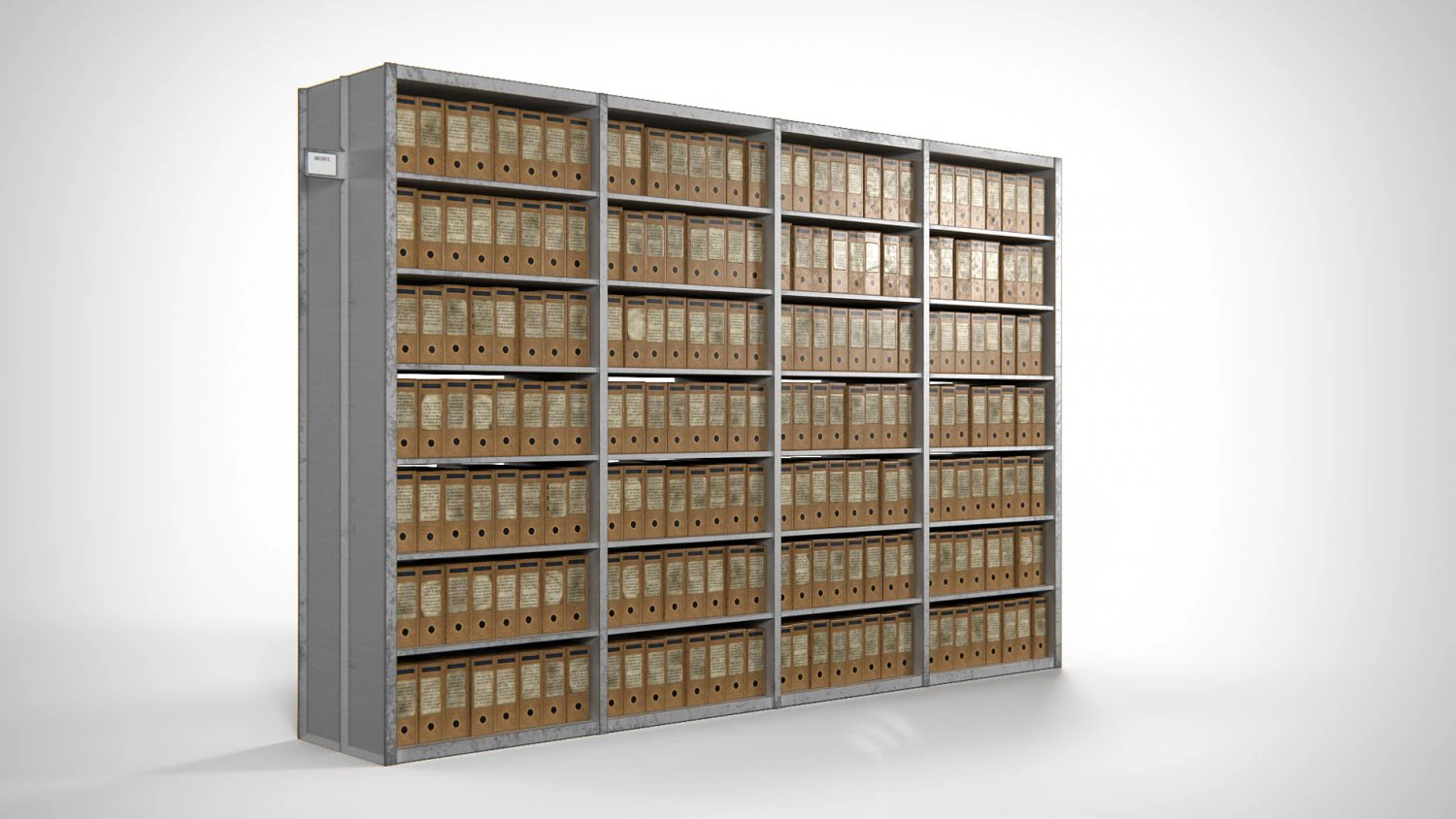 Archive Shelving PBR 3D Model .c4d .max .obj .3ds .fbx .stl .blend 