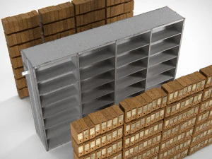 Archive Shelving PBR 3D Model