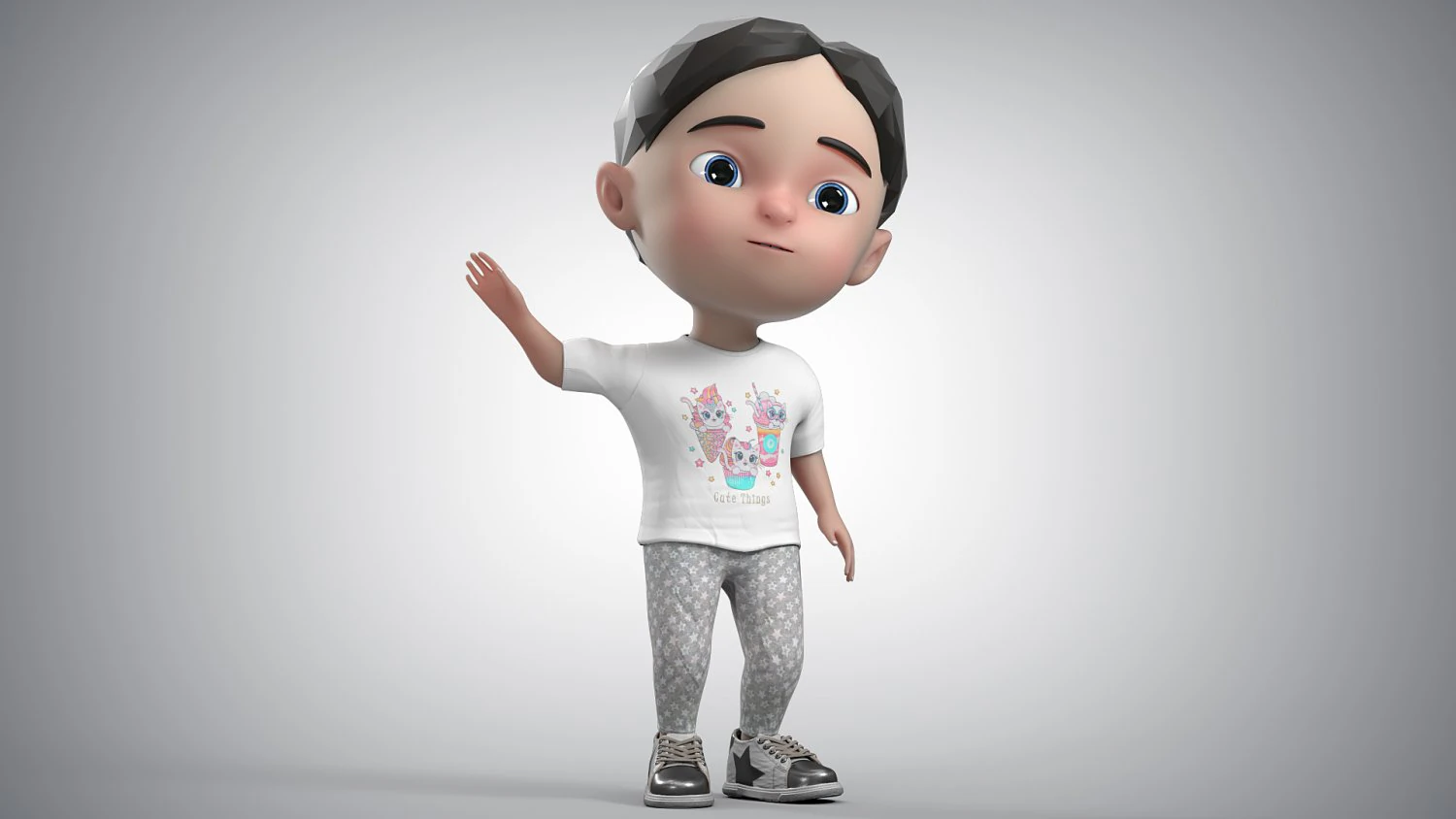 Toon Girl Character 3D Model .c4d .max .obj .3ds .fbx .stl .blend 