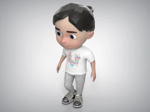 Toon Girl Character 3D Model