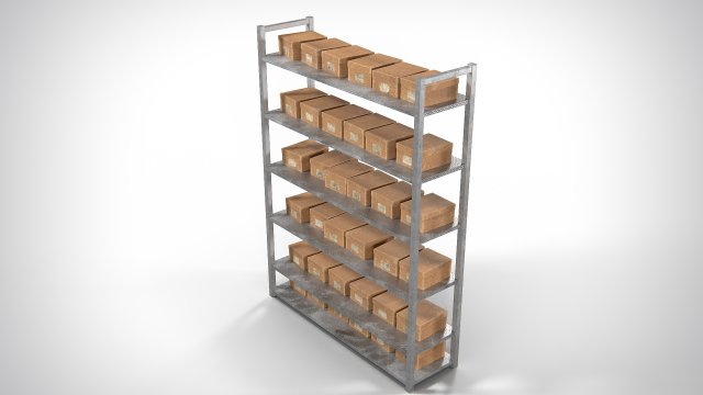 Metal Rack Shelving PBR 3D Model .c4d .max .obj .3ds .fbx .stl .blend 