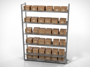 Metal Rack Shelving PBR 3D Model