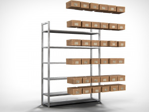 Metal Rack Shelving PBR 3D Model