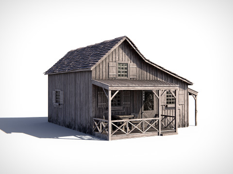 Abandoned Wooden House PBR 3D Model