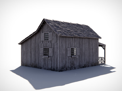 Abandoned Wooden House PBR 3D Model