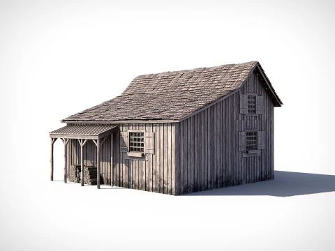 Покинутий дерев'яний будинок PBR 3D Модель